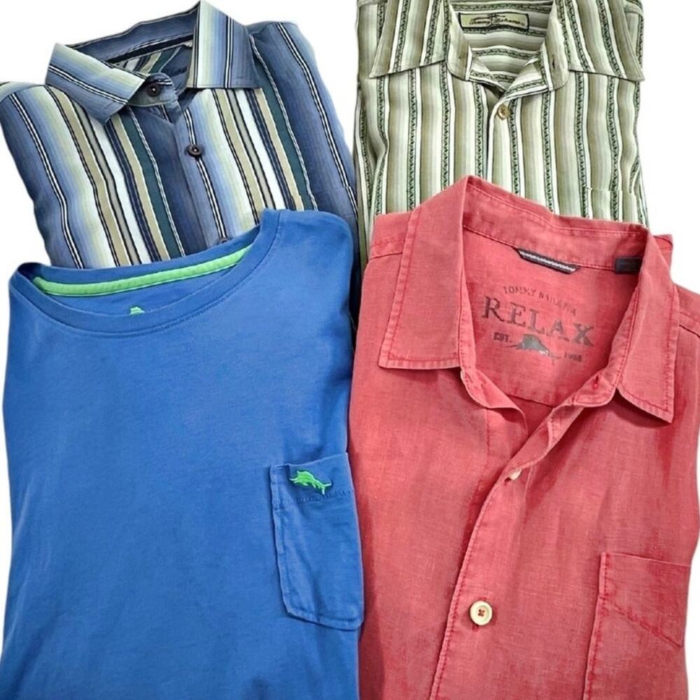 Tommy Bahama Lot 4 Long Sleeve Button Downs T-shirt Relaxed LARGE